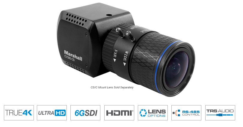 Marshall Electronics CV380-CS 4K 8.5MP 6G-SDI & HDMI CS/C-Mount Compact Camera