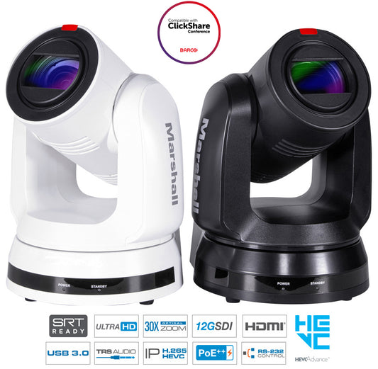 Marshall Electronics CV730 UHD 4K60 IP PTZ Camera with 30x Optical Zoom (Black)